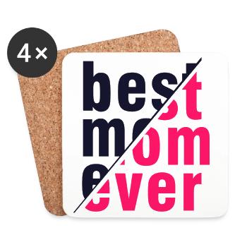 Meilleure chemise de maman – Cadeau pour les mamans - Dessous de verre (lot de 4) - blanc - Devant
