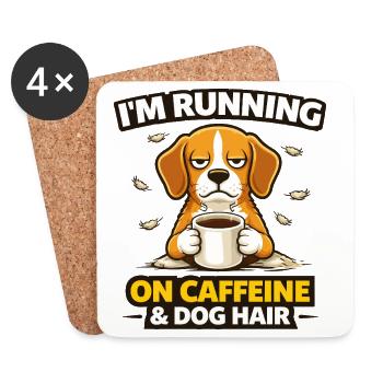 Koffeinhaltiger Welpe: Hundehaar-Humor - Untersetzer (4er-Set) - Weiß - Vorne