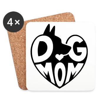 Dog Mom, Hundemama Herzdesign - Untersetzer (4er-Set) - Weiß - Vorne