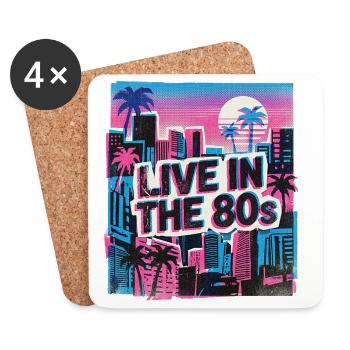 80s Retro Vintage Party - Coasters (set of 4) - white - Front