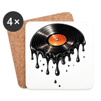 Disque vinyle fondu – Art vinyle - Dessous de verre (lot de 4) - blanc - Devant