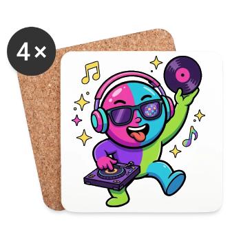 Neon DJ Emoticon Dance Party - Dessous de verre (lot de 4) - blanc - Devant