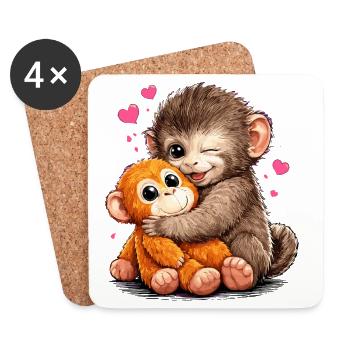 Monkey Punch Funny Gift Cute - Coasters (set of 4) - white - Front