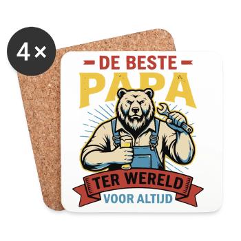 Beste Papa, Leuk Vaderdag Shirt of Hoodie - Untersetzer (4er-Set) - Weiß - Vorne