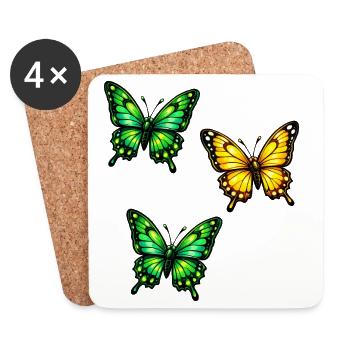 Butterflies Neon - Coasters (set of 4) - white - Front