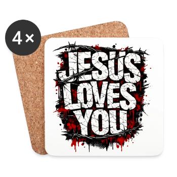 Jesus Loves You Streetwear - Coasters (set of 4) - white - Front
