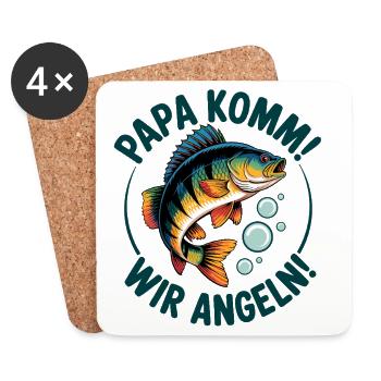 Angeln mit meinem Papa - Untersetzer (4er-Set) - Weiß - Vorne