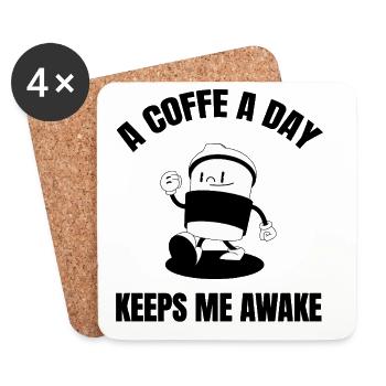 A coffee a day - Untersetzer (4er-Set) - Weiß - Vorne