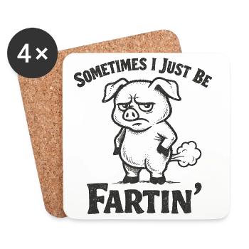Sometimes I'm just a farting pig - Coasters (set of 4) - white - Front