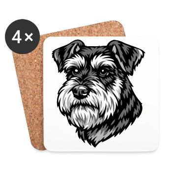 Schnauzer Portrait - Coasters (set of 4) - white - Front