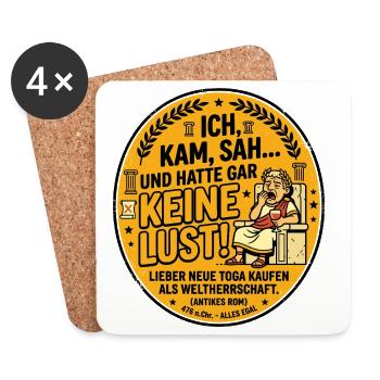 Ich kam sah hatte keine Lust Spruch - Untersetzer (4er-Set) - Weiß - Vorne