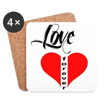 Cœur d’amour - Dessous de verre (lot de 4) - blanc - Devant