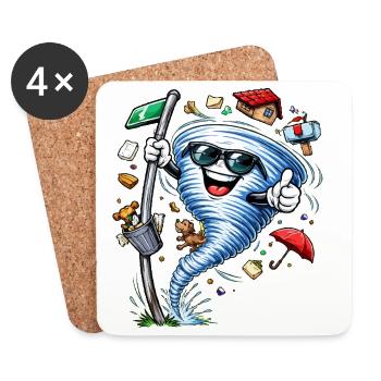 Ouragan avec lunettes de soleil - Dessous de verre (lot de 4) - blanc - Devant