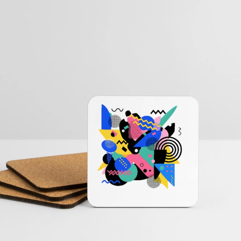 Memphis Style Pattern Retro 80s Geometry Abstract Coasters (set of 4)