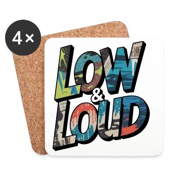 Low and Loud Motif for JDM & Tuning Fans - Coasters (set of 4) - white - Front
