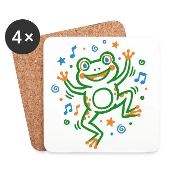 Tanzender Frosch mit Musik - Untersetzer (4er-Set) - Weiß - Vorne