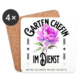 Die Gartenchefin - Deine Blumen, deine Regeln - Untersetzer (4er-Set) - Weiß - Vorne