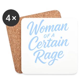 Woman of a Certain Rage Saying Light Blue Design - Coasters (set of 4) - white - Front