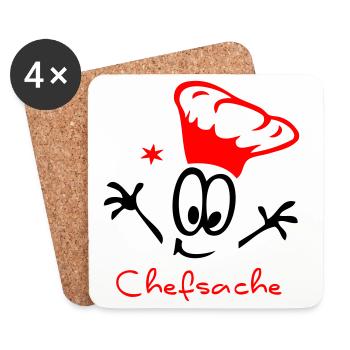 Chefsache Koch - Untersetzer (4er-Set) - Weiß - Vorne