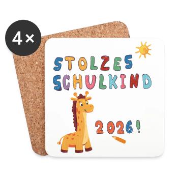 Stolzes Schulkind 2026 - Untersetzer (4er-Set) - Weiß - Vorne