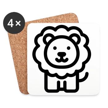 lion - Dessous de verre (lot de 4) - blanc - Devant