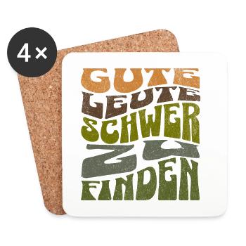 Gute Leute - Schwer zu finden Retro Shirt  - Untersetzer (4er-Set) - Weiß - Vorne