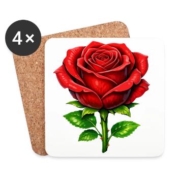 Rote Rosen-Eleganz - Untersetzer (4er-Set) - Weiß - Vorne