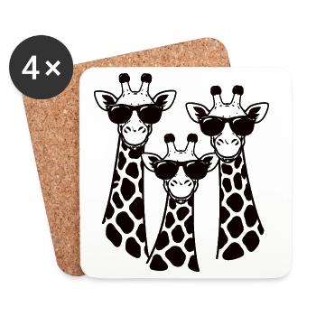 Giraffe Trio with Sunglasses - Coasters (set of 4) - white - Front