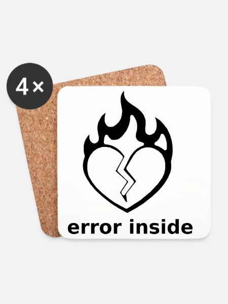 Error Inside – Gebrochenes Herz in Flammen - Untersetzer (4er-Set) - Weiß