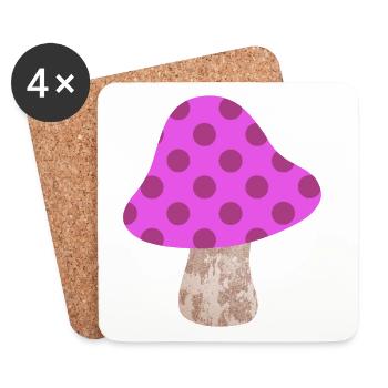 Mushroom Dots Pattern Dots Pink Nursery Happiness - Coasters (set of 4) - white - Front
