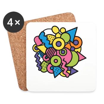 Colorful Memphis Shapes Retro Pop Art Design 90s - Coasters (set of 4) - white - Front