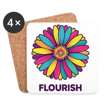 Fleurs Fleur Colorflower - Dessous de verre (lot de 4) - blanc - Devant