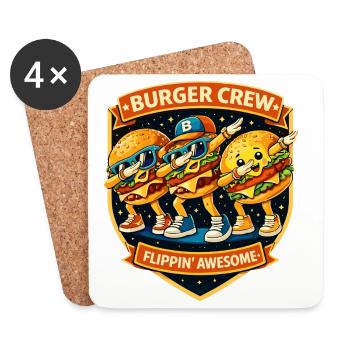 Burger Crew Flippin' Awesome - Danse du Dabbing Dab - Dessous de verre (lot de 4) - blanc - Devant
