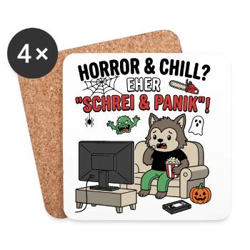 Schrei und Panik beim Horror Chill - Untersetzer (4er-Set) - Weiß - Vorne