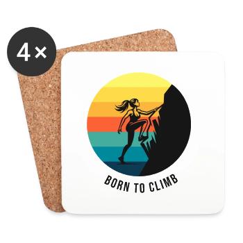 Climbing Girl Born to Climb Rainbow Bouldering - Coasters (set of 4) - white - Front