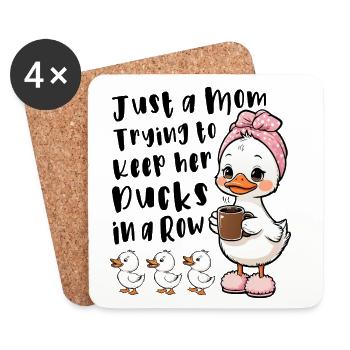 Mom tries to keep her ducks in line - Coasters (set of 4) - white - Front