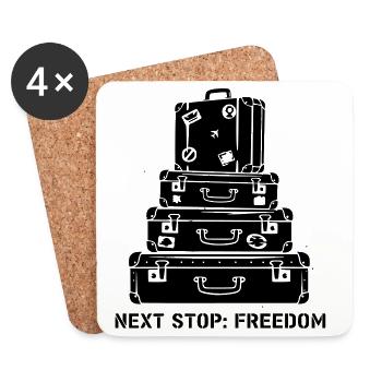 Suitcase Stack Freedom Travel - Coasters (set of 4) - white - Front
