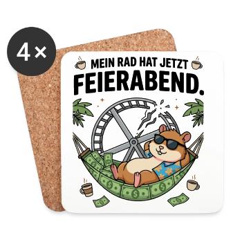 Feierabend Hamster Geld Freiheit Humor - Untersetzer (4er-Set) - Weiß - Vorne