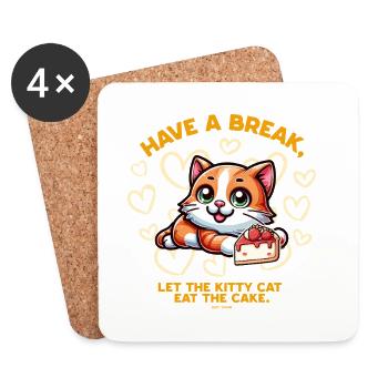 Cat loves cake - Coasters (set of 4) - white - Front