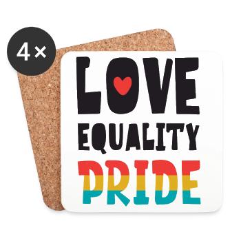 LGBTQ-Pride-Monat – Liebe. Gleichheit. Stolz - Untersetzer (4er-Set) - Weiß - Vorne