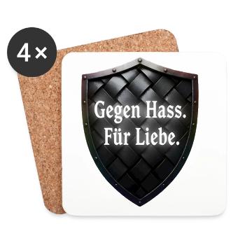 Gegen Hass Für Liebe Schild Statement - Untersetzer (4er-Set) - Weiß - Vorne