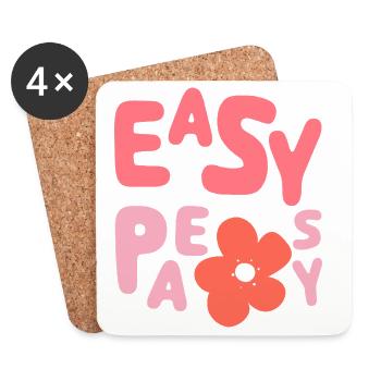 Easy Peasy Shirt – Cute Flower Aesthetic - Untersetzer (4er-Set) - Weiß - Vorne