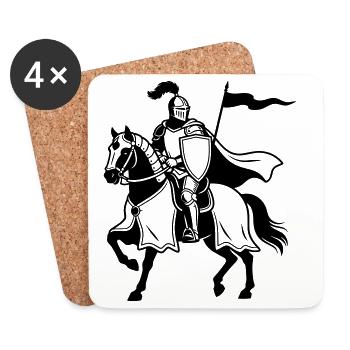 Ritter auf dem Pferd - Untersetzer (4er-Set) - Weiß - Vorne