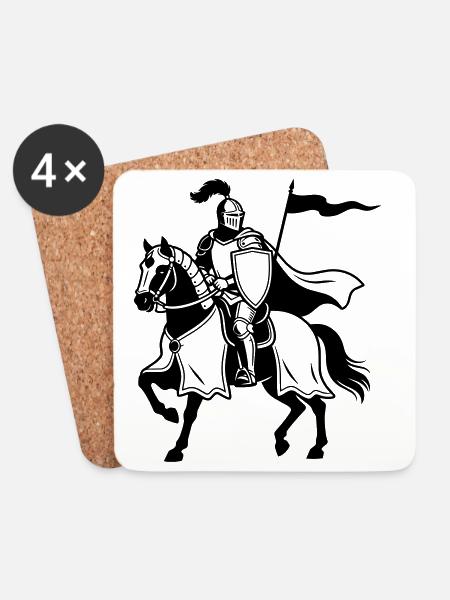 Ritter auf dem Pferd - Untersetzer (4er-Set) - Weiß