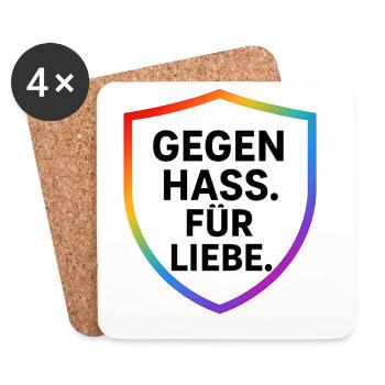 Against Hate for Love Shield - Coasters (set of 4) - white - Front