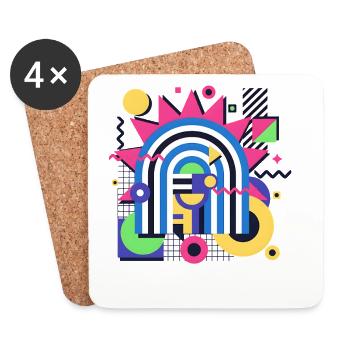 Retro Memphis Graphic Colorful Shapes Design - Coasters (set of 4) - white - Front