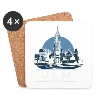 Ulm Skyline Silhouette mit Münster - Untersetzer (4er-Set) - Weiß - Vorne