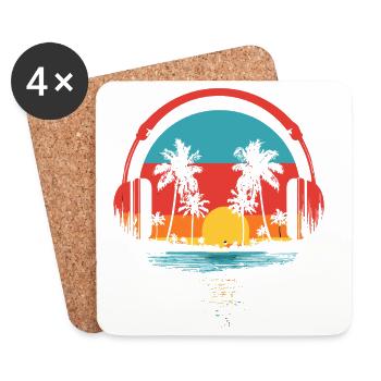 Beach Summer Palm Tree - Coasters (set of 4) - white - Front