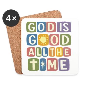 God Is Good At All Times Retro Faith - Coasters (set of 4) - white - Front