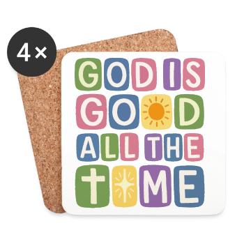 God Is Good At All Times Retro Faith - Coasters (set of 4) - white - Front